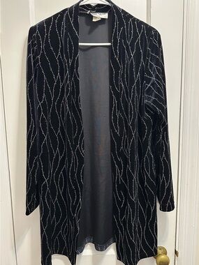 Vintage! Ronni Nicole Black Velvet Open Front Jacket